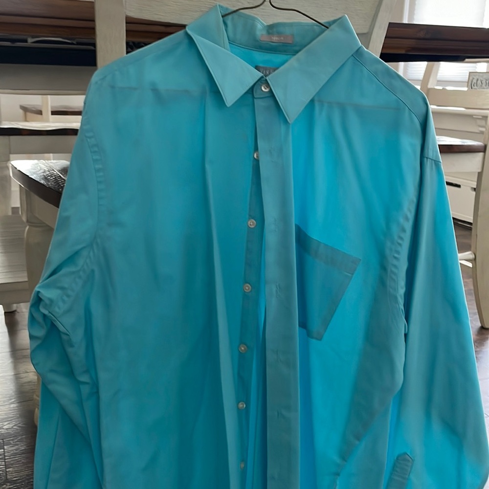 Van heusen light blue dress button down shirt- 17.5 neck size XL